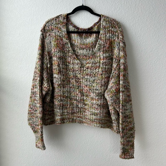 Free people knit confetti V neck sweater - Picture 1 of 5